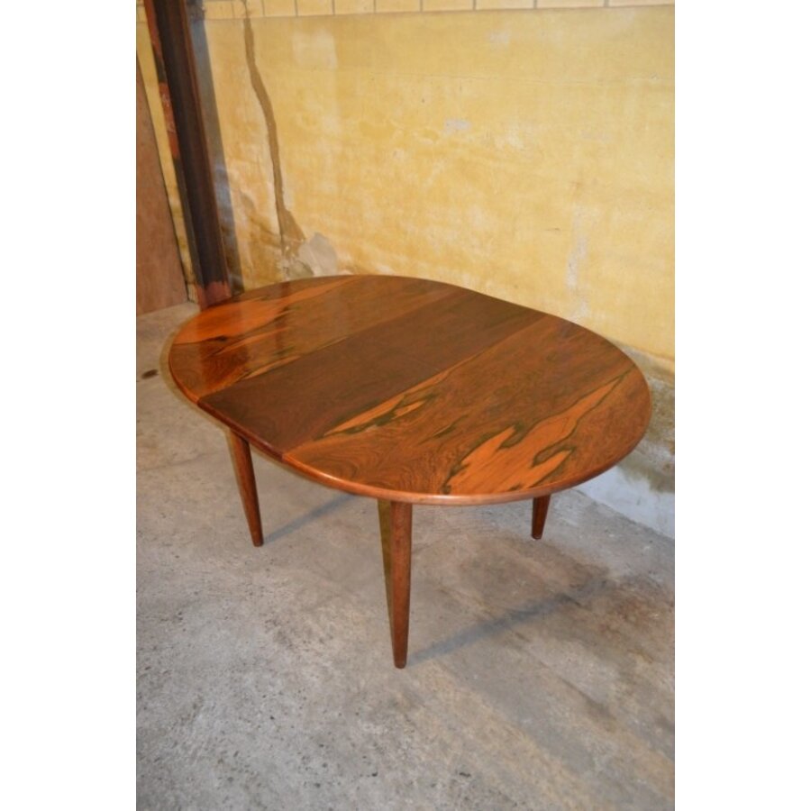 Ronde / ovale uitschuifbare palissander eettafel – Mid century modern – Scandinavisch design 1950–1960-7