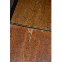 thumb-Antieke eiken uitschuifbare eettafel met massief onderstel en gefineerd blad-5