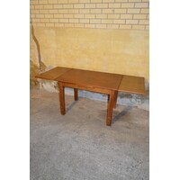 thumb-Eiken uittrekbare eettafel met massief onderstel en gefineerd blad-2