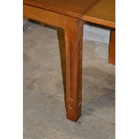 thumb-Eiken uittrekbare eettafel met massief onderstel en gefineerd blad-4