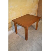 thumb-Eiken uittrekbare eettafel met massief onderstel en gefineerd blad-6