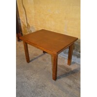 thumb-Eiken uittrekbare eettafel met massief onderstel en gefineerd blad-7