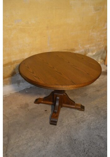 Ronde eiken eettafel jaren 60 