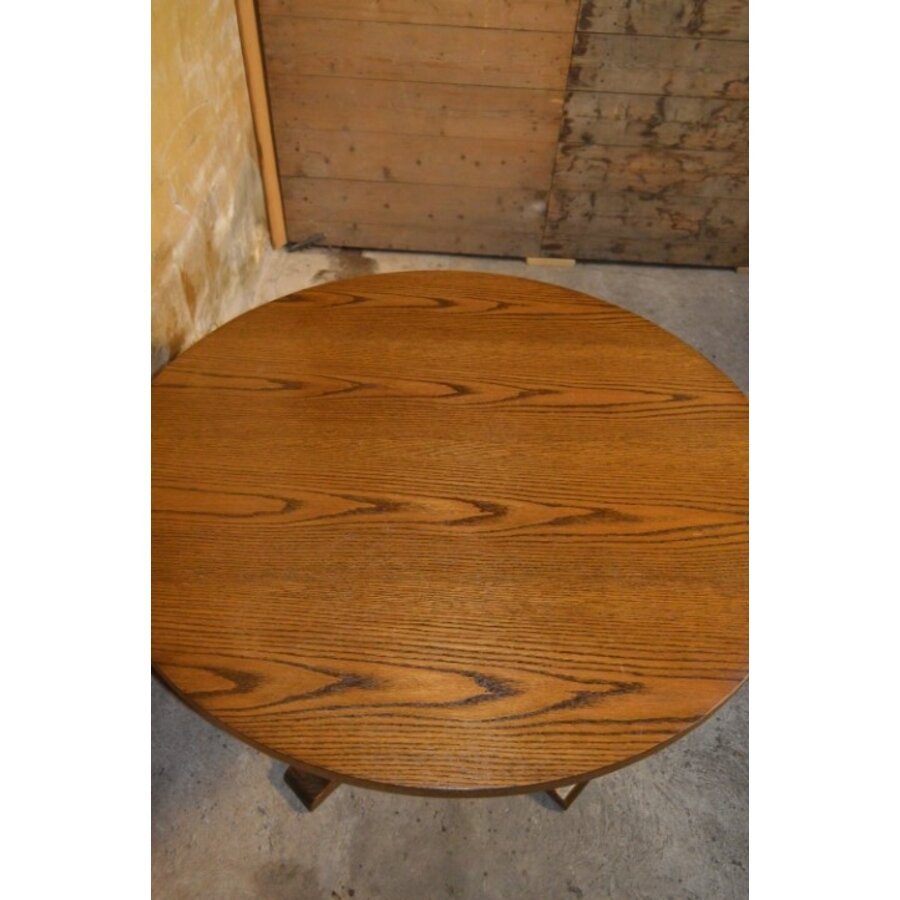 Ronde eikenhouten eettafel jaren 60 – Mid century – Vintage design-5