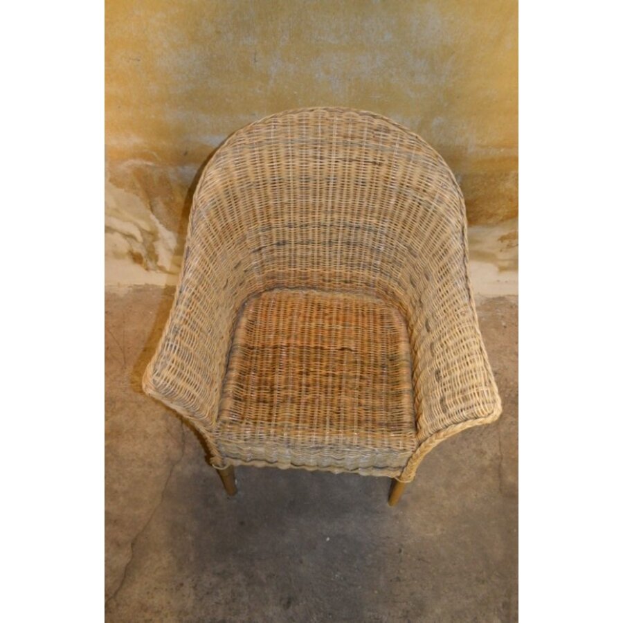 Tweedehands rotan fauteuil met gebogen rugleuning en armleuningen-6