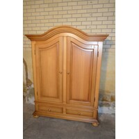 thumb-Vintage licht eiken buffetkast met twee deuren, laden en legplanken.-2