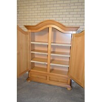 thumb-Vintage licht eiken buffetkast met twee deuren, laden en legplanken.-5