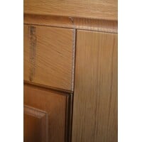 thumb-Vintage licht eiken buffetkast met twee deuren, laden en legplanken.-8