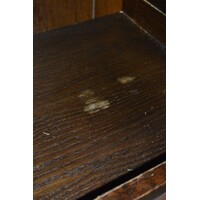 thumb-Zware eiken brocante buffetkast met vitrine in donkere patine-7