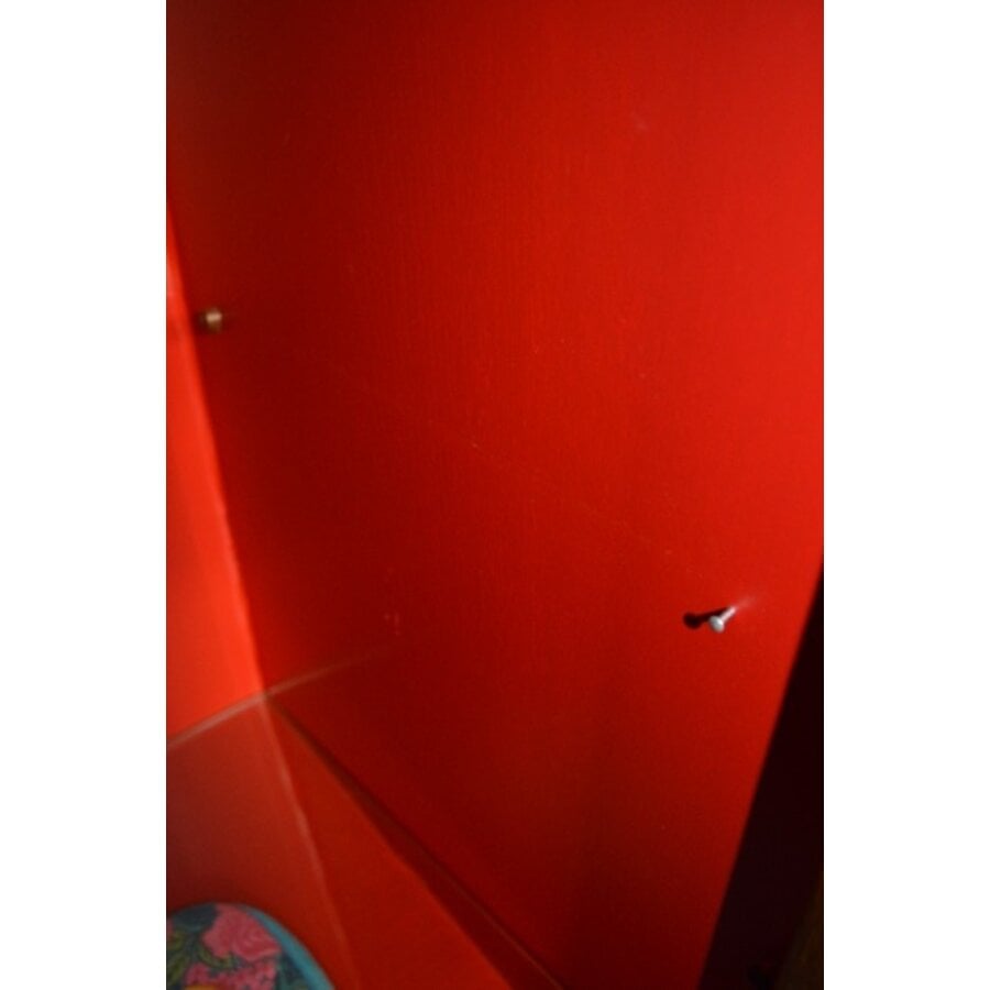 Zware eiken brocante buffetkast met vitrine in donkere patine-10