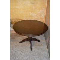 thumb-Ronde vintage eettafel van patine noten en kolompoot-2