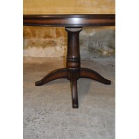 thumb-Ronde vintage eettafel van patine noten en kolompoot-3