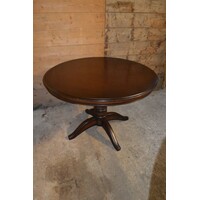 thumb-Ronde vintage eettafel van patine noten en kolompoot-4