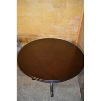 thumb-Ronde vintage eettafel van patine noten en kolompoot-5