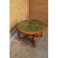thumb-Vintage design ronde salontafel met groen-wit gemarmerd natuurstenen blad-1