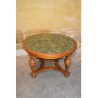 thumb-Vintage design ronde salontafel met groen-wit gemarmerd natuurstenen blad-2