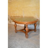 thumb-Vintage design ronde salontafel met groen-wit gemarmerd natuurstenen blad-3