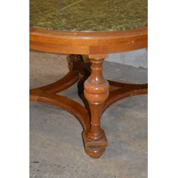 thumb-Vintage design ronde salontafel met groen-wit gemarmerd natuurstenen blad-4