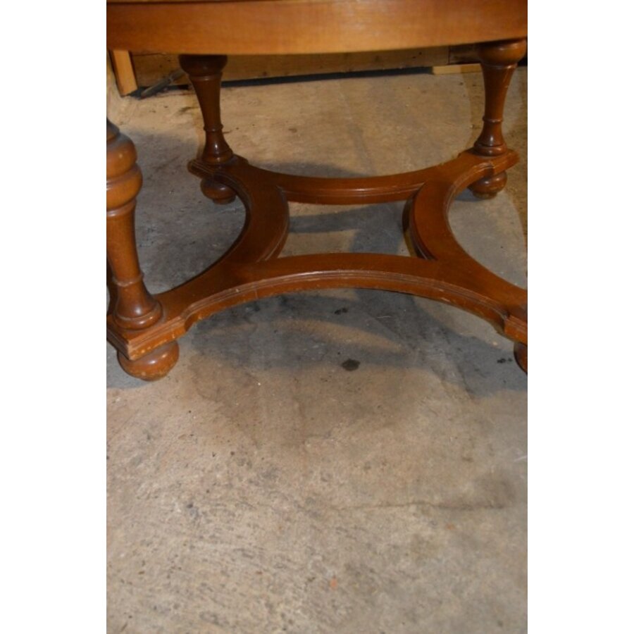 Vintage design ronde salontafel met groen-wit gemarmerd natuurstenen blad-5