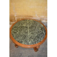 thumb-Vintage design ronde salontafel met groen-wit gemarmerd natuurstenen blad-8