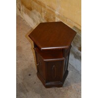 thumb-Zeshoekig vintage bijzetkastje van massief mahoniehout-3