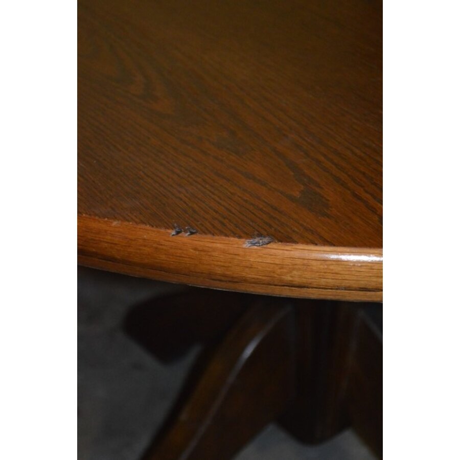 Ronde vintage eettafel van massief eikenhout uit de jaren 60-2