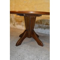 thumb-Ronde vintage eettafel van massief eikenhout uit de jaren 60-4