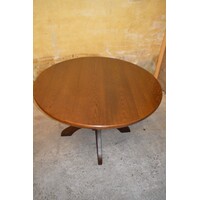 thumb-Ronde vintage eettafel van massief eikenhout uit de jaren 60-5