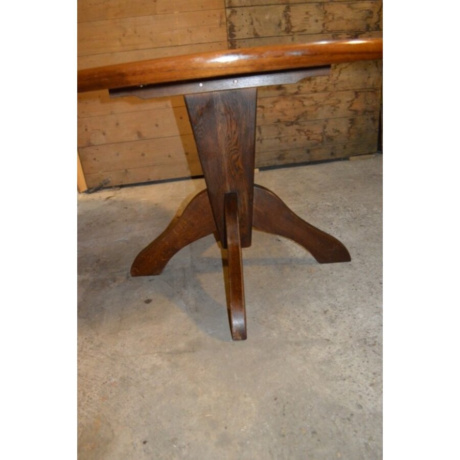 Ronde vintage eettafel van massief eikenhout uit de jaren 60-6