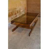 thumb-Roche Bobois Space Age salontafel met wenge en rookglazen blad-2