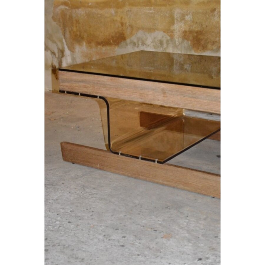 Roche Bobois Space Age salontafel met wenge en rookglazen blad-5