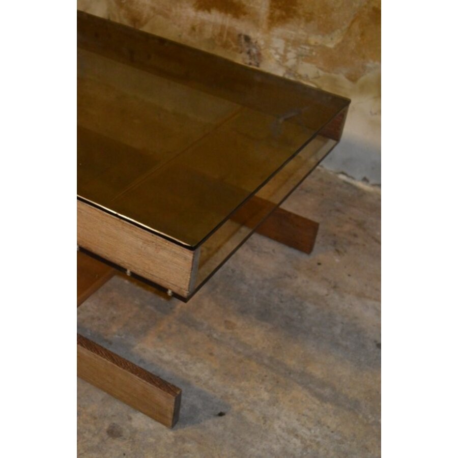 Roche Bobois Space Age salontafel met wenge en rookglazen blad-6