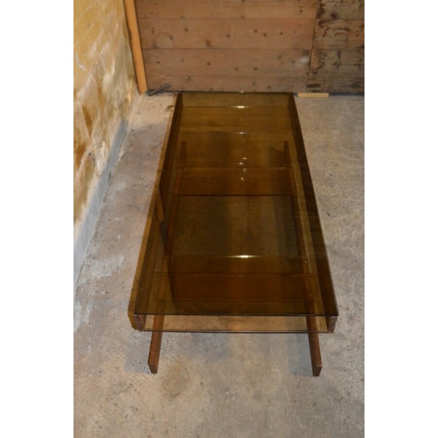 Roche Bobois Space Age salontafel met wenge en rookglazen blad-8