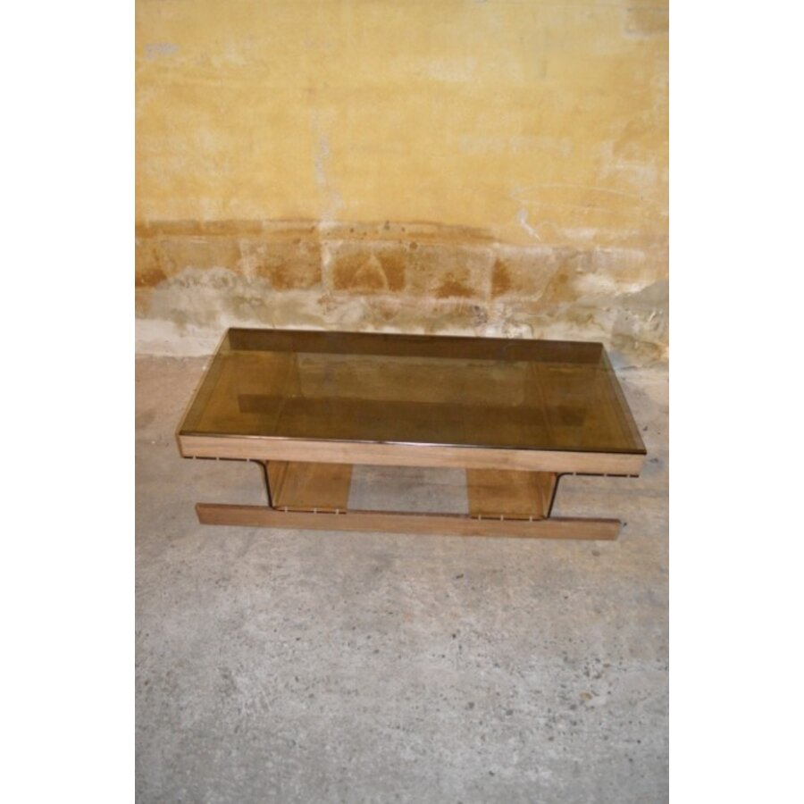 Roche Bobois Space Age salontafel met wenge en rookglazen blad-9