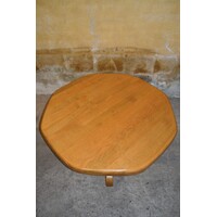 thumb-Ronde vintage salontafel van blank eikenhout met middenpoot-4