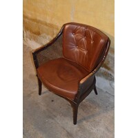thumb-Comfortabele vintage Giorgetti fauteuil met leer en webbing details-2