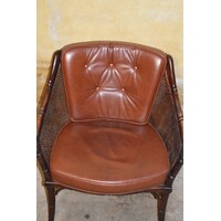 thumb-Comfortabele vintage Giorgetti fauteuil met leer en webbing details-4