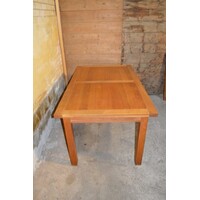 thumb-Mooie grote blank eiken eettafel met twee aanzetbladen-3