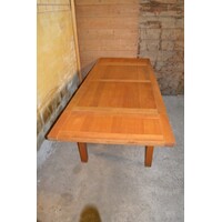 thumb-Mooie grote blank eiken eettafel met twee aanzetbladen-4