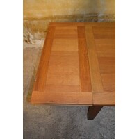 thumb-Mooie grote blank eiken eettafel met twee aanzetbladen-7