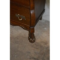 thumb-Klein donker eiken buikkastje met drie laden en messing beslag-5