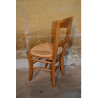 thumb-Hollands eikenhouten stoeltje met biezen zitting jaren 60-4