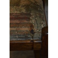 thumb-Vintage eiken voetenbankje of hocker uit de jaren 60 met velours zitting-2