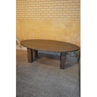 thumb-Grote ovale eiken eettafel met blokpoten en royaal tafelblad-5
