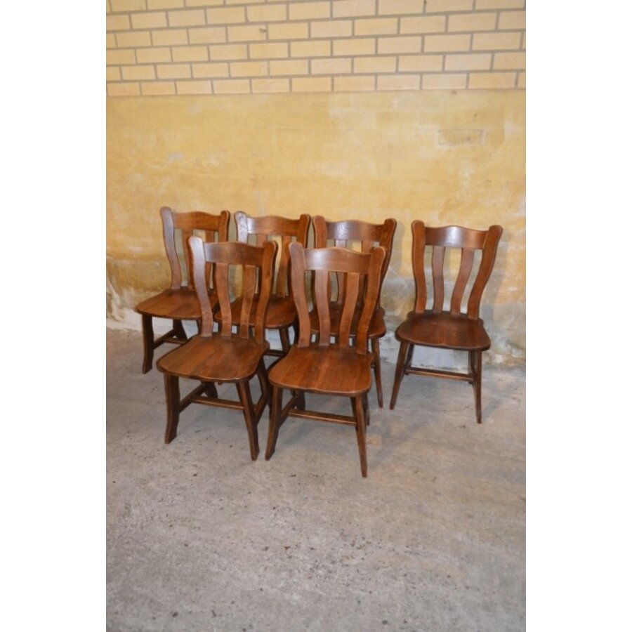 Set van 6 massief eiken stoelen in Guillerme et Chambron stijl-2