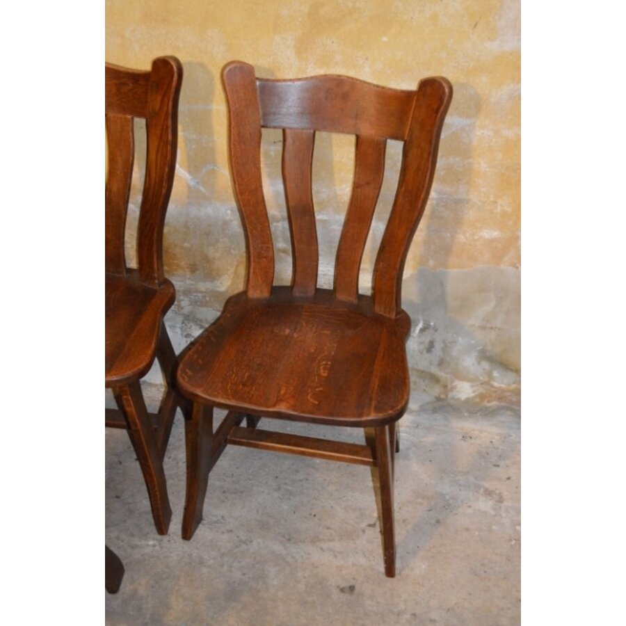 Set van 6 massief eiken stoelen in Guillerme et Chambron stijl-3