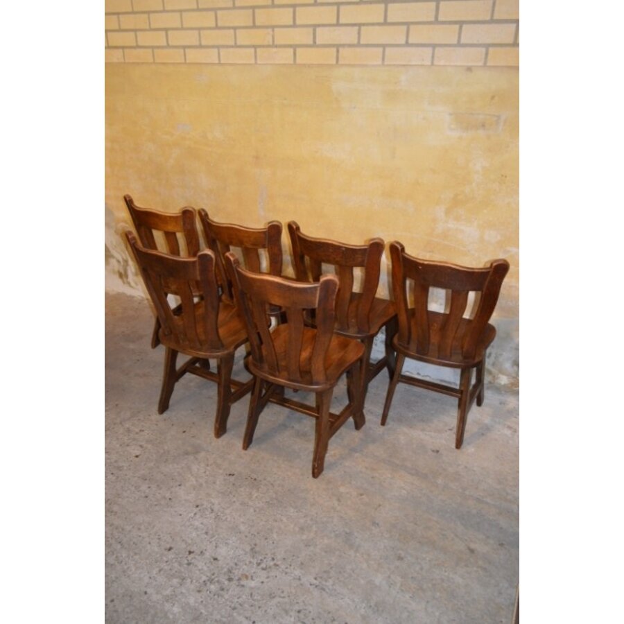 Set van 6 massief eiken stoelen in Guillerme et Chambron stijl-5