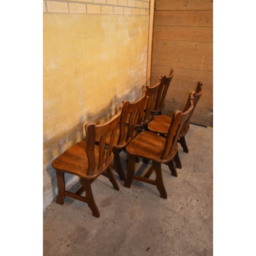 Set van 6 massief eiken stoelen in Guillerme et Chambron stijl-6