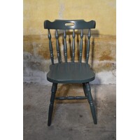 thumb-Ouderwetse houten keukenstoel in donkergrijze kleur-1