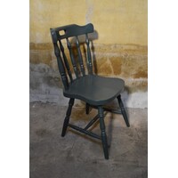 thumb-Ouderwetse houten keukenstoel in donkergrijze kleur-2